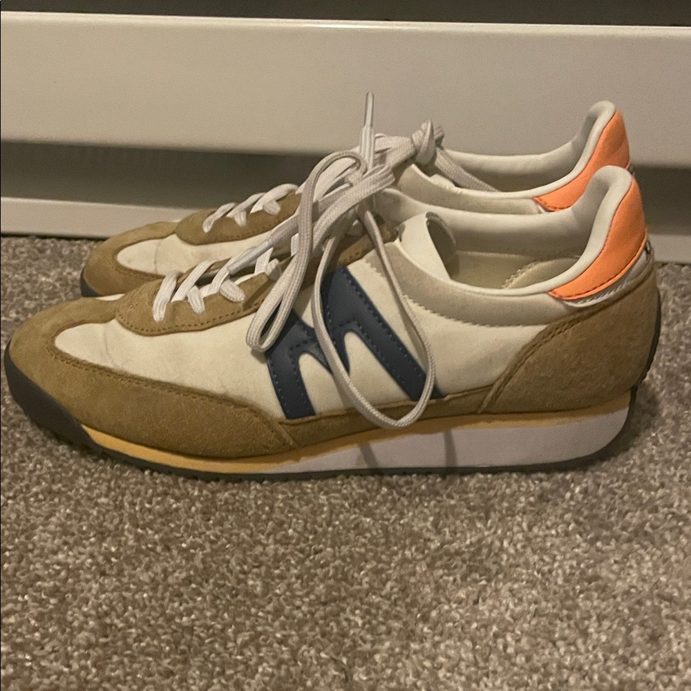 Women's Tan and Blue Sneakers